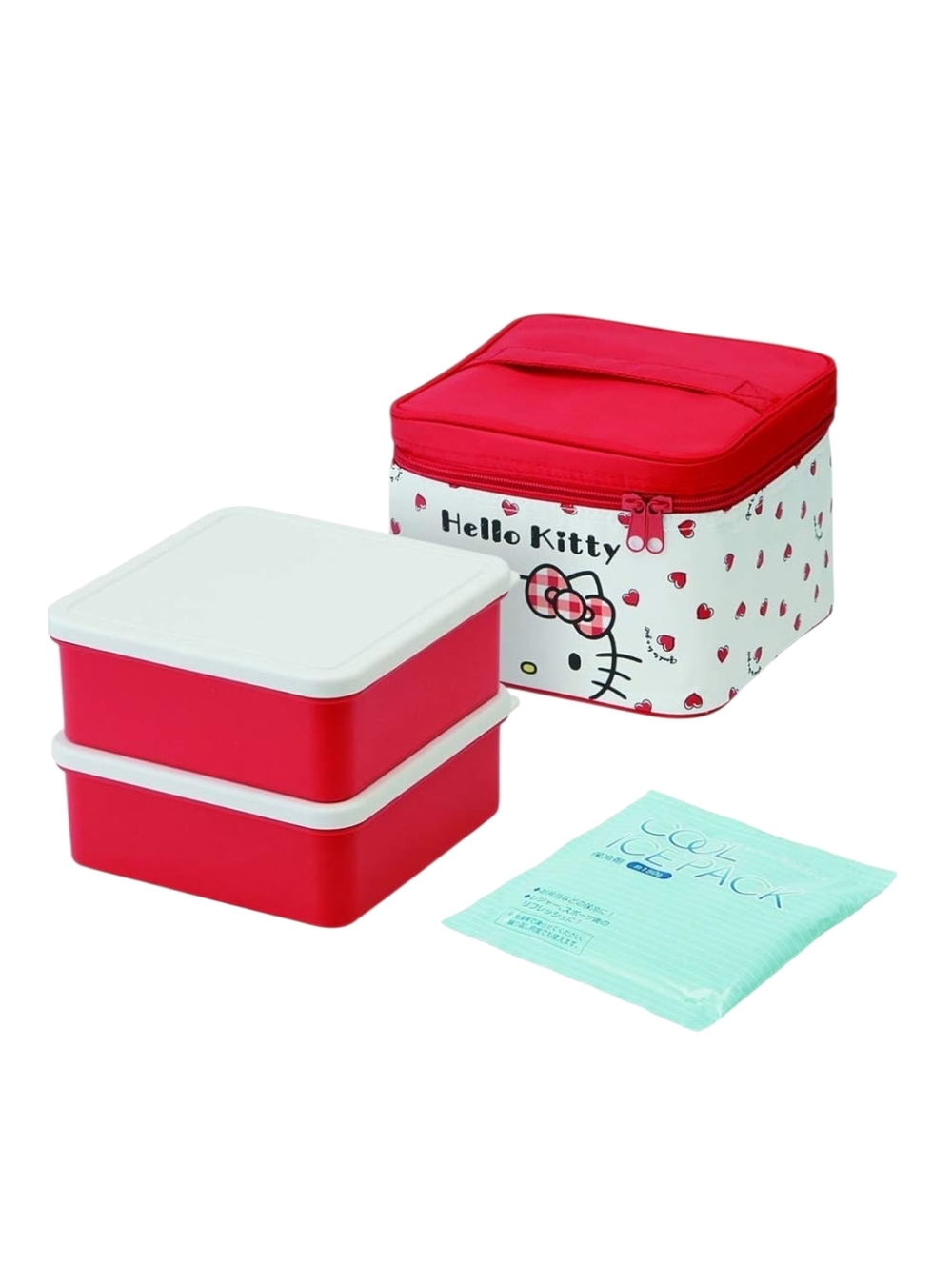 SANRIO Hello Kitty Red & White Insulated Lunch Set with Stacker Boxes